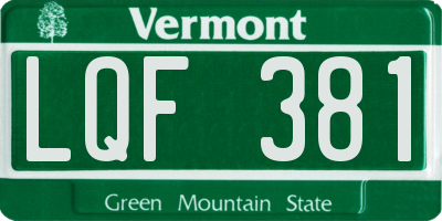 VT license plate LQF381