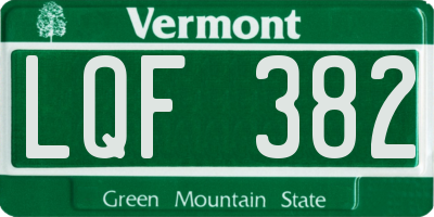 VT license plate LQF382