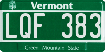 VT license plate LQF383
