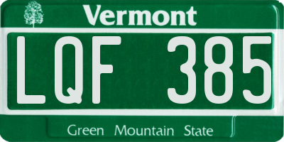 VT license plate LQF385