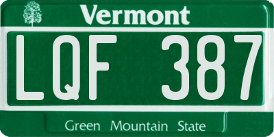 VT license plate LQF387