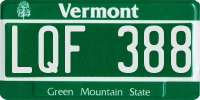 VT license plate LQF388