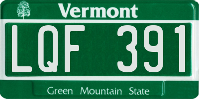 VT license plate LQF391