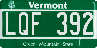 VT license plate LQF392