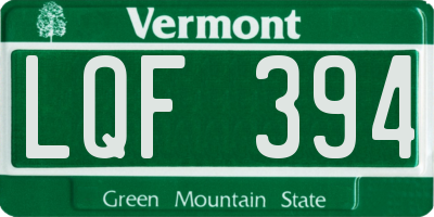 VT license plate LQF394
