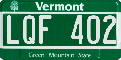 VT license plate LQF402
