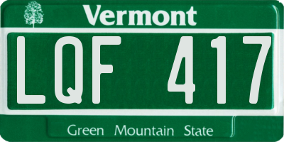 VT license plate LQF417