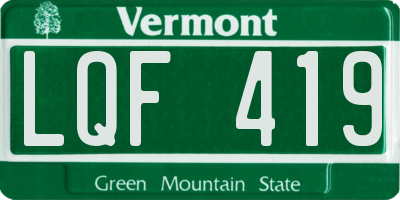 VT license plate LQF419