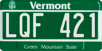 VT license plate LQF421