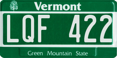 VT license plate LQF422