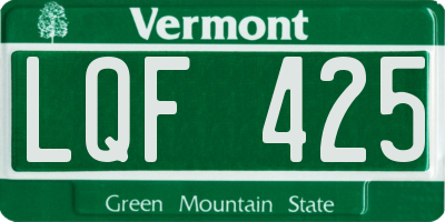 VT license plate LQF425