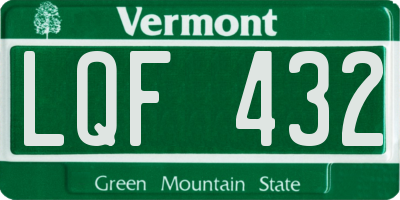 VT license plate LQF432
