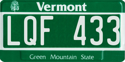 VT license plate LQF433
