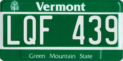 VT license plate LQF439