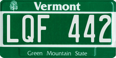 VT license plate LQF442