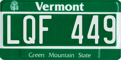 VT license plate LQF449