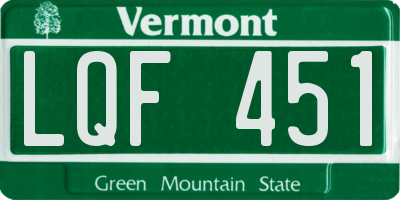 VT license plate LQF451