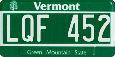 VT license plate LQF452