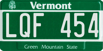 VT license plate LQF454