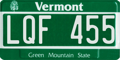 VT license plate LQF455
