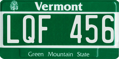 VT license plate LQF456