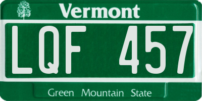 VT license plate LQF457