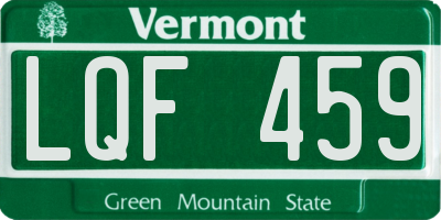 VT license plate LQF459
