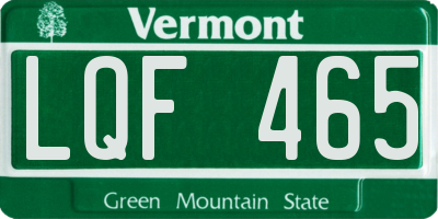 VT license plate LQF465