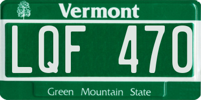 VT license plate LQF470