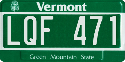 VT license plate LQF471