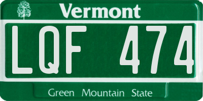 VT license plate LQF474