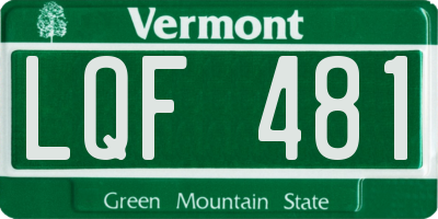 VT license plate LQF481