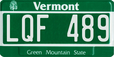 VT license plate LQF489