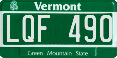VT license plate LQF490