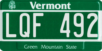 VT license plate LQF492
