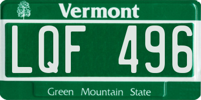 VT license plate LQF496