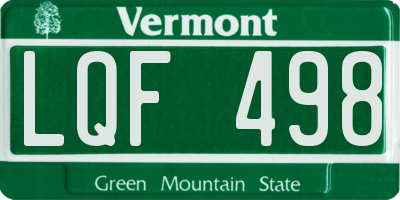 VT license plate LQF498