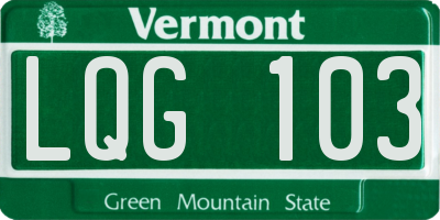 VT license plate LQG103
