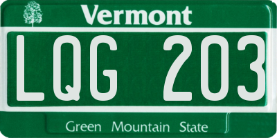VT license plate LQG203