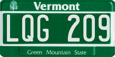 VT license plate LQG209