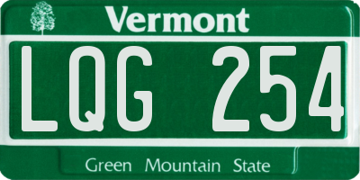 VT license plate LQG254