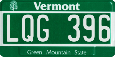 VT license plate LQG396
