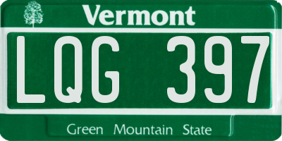 VT license plate LQG397