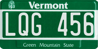 VT license plate LQG456