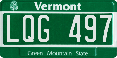 VT license plate LQG497