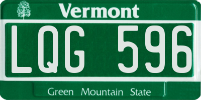 VT license plate LQG596