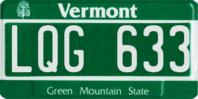 VT license plate LQG633