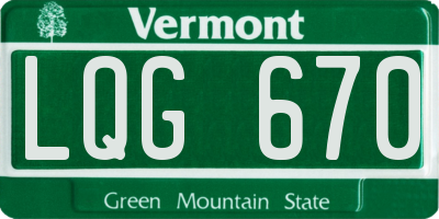 VT license plate LQG670