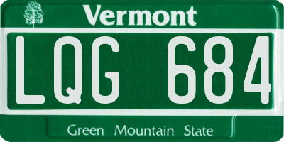 VT license plate LQG684