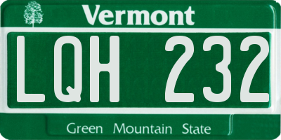 VT license plate LQH232